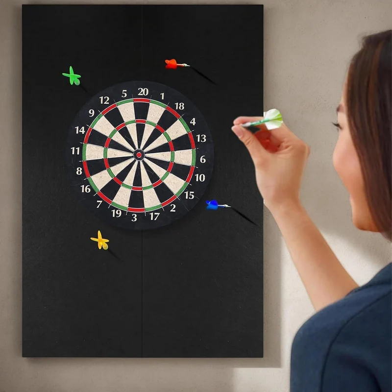 Dartboard Wandschutz - Dart Rückwand | Abnehmbarer Schwarzer Matten Schutz Für Spielzimmer Garage Zu