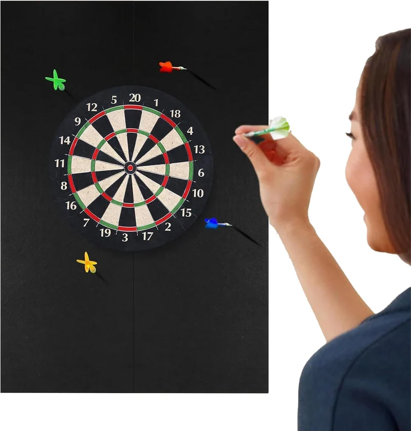 Dartboard Wandschutz - Dart Rückwand | Abnehmbarer Schwarzer Matten Schutz Für Spielzimmer Garage Zu