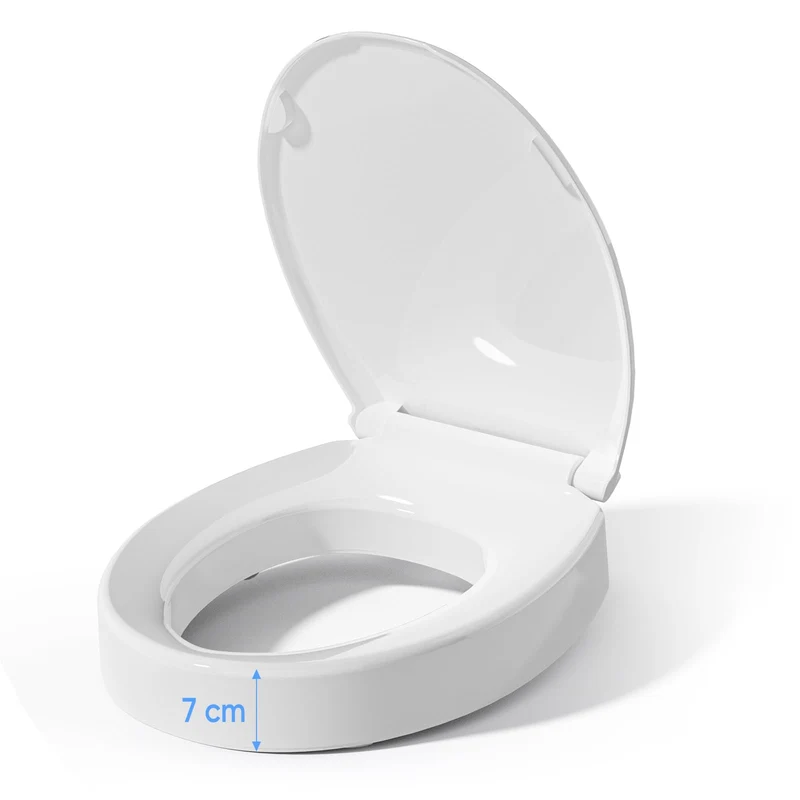 SAMODRA Toilettensitzerhöhung mit Absenkautomatik, oval, Schnellverschluss für einfaches Anbringen u
