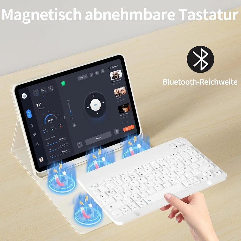 Tastatur Hülle für iPad Air 11 Zoll M4/M3/M2 & iPad Air 5./4. Gen Creme Weiss, Creme Weiss