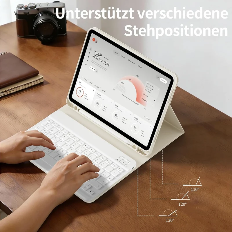 Tastatur Hülle für iPad Air 11 Zoll M4/M3/M2 & iPad Air 5./4. Gen Creme Weiss, Creme Weiss