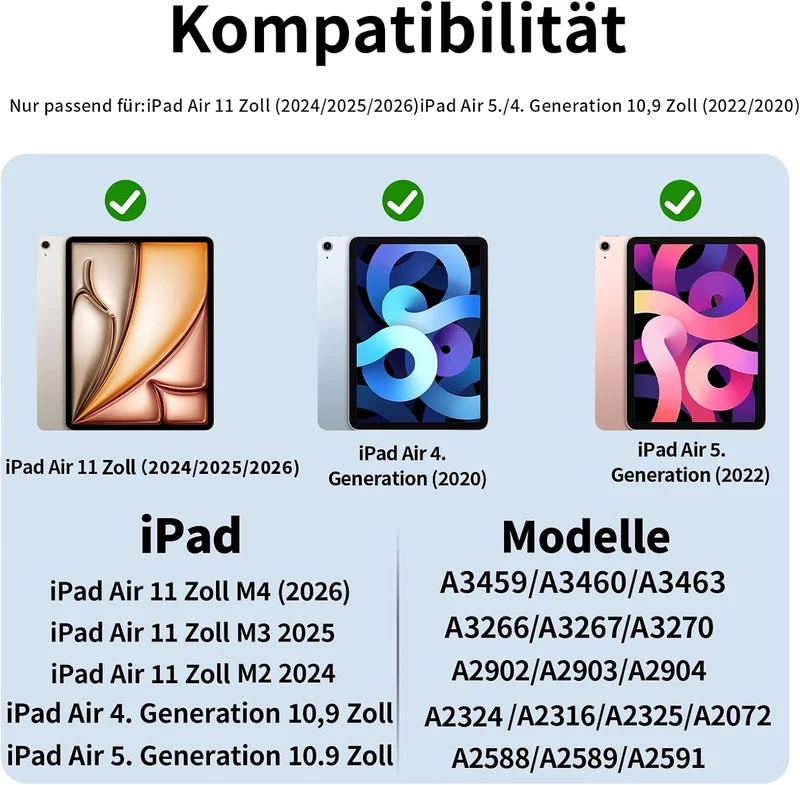 Tastatur Hülle für iPad Air 11 Zoll M4/M3/M2 & iPad Air 5./4. Gen Creme Weiss, Creme Weiss