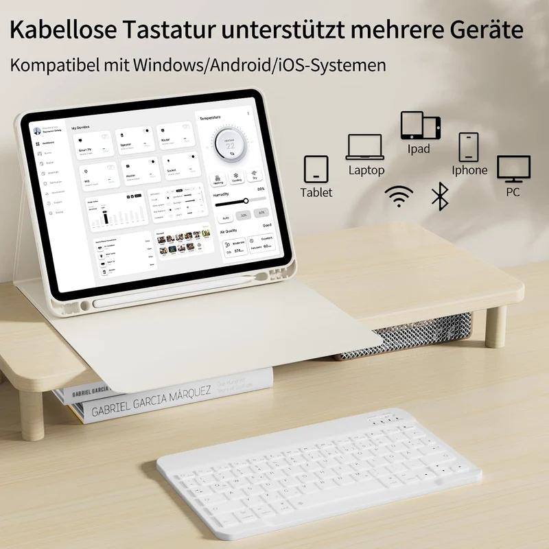 Tastatur Hülle für iPad Air 11 Zoll M4/M3/M2 & iPad Air 5./4. Gen Creme Weiss, Creme Weiss