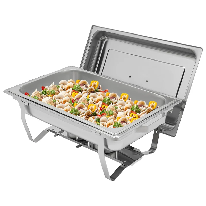 Futchoy Chafing Dish Edelstahl 7L Rechteckig Warm/Kalthalten Deckel Silber | Kein Strom Nötig: Hält