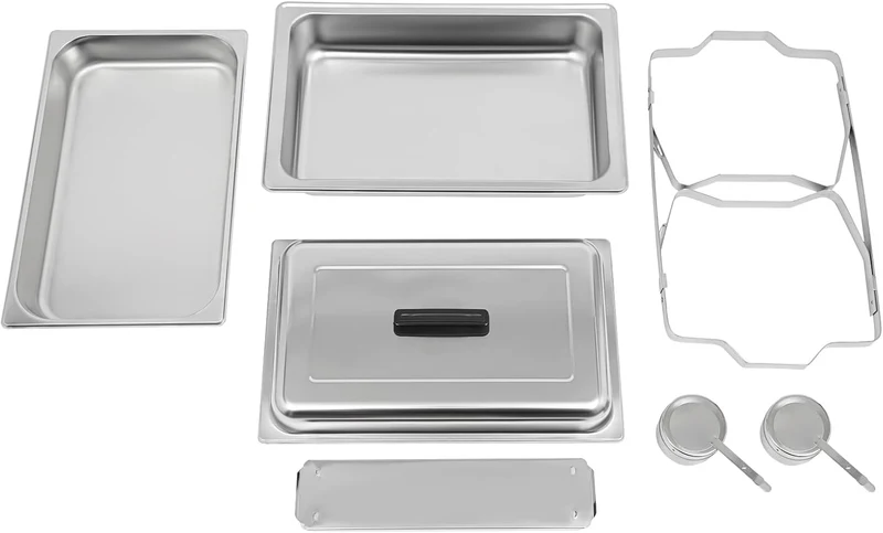 Futchoy Chafing Dish Edelstahl 7L Rechteckig Warm/Kalthalten Deckel Silber | Kein Strom Nötig: Hält