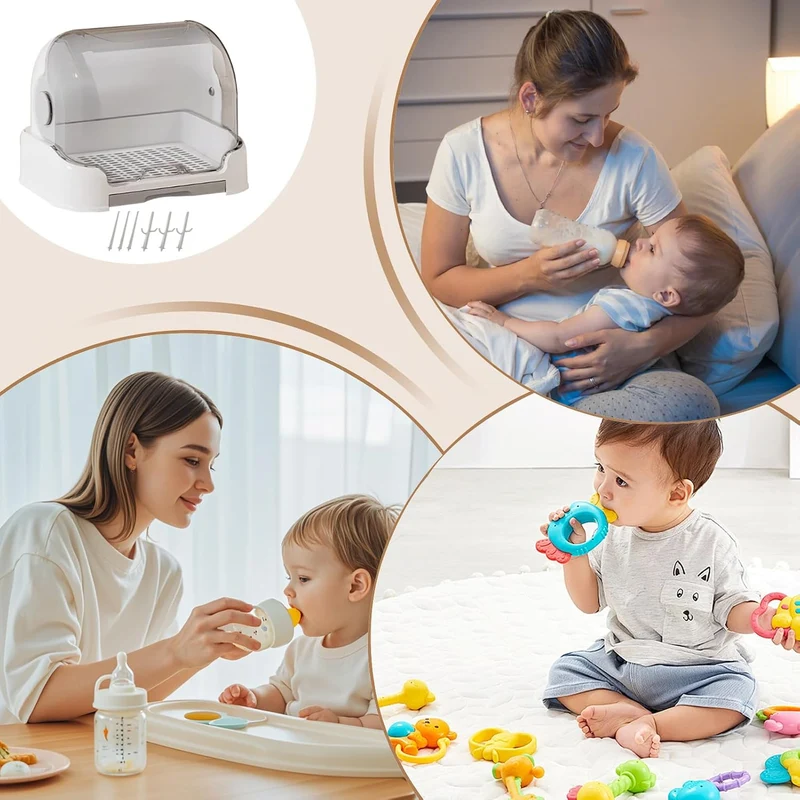 Baby-Flaschen-Organizer, grosse Aufbewahrungsbox mit Abtropfgestell für Babyflasche, tragbarer Kinde