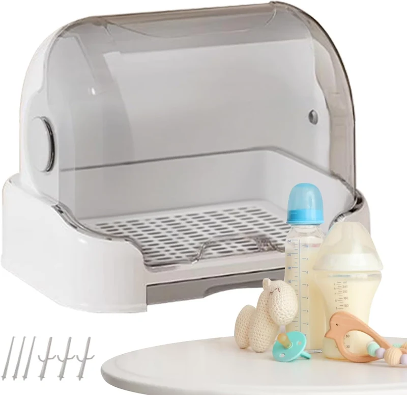 Baby-Flaschen-Organizer, grosse Aufbewahrungsbox mit Abtropfgestell für Babyflasche, tragbarer Kinde