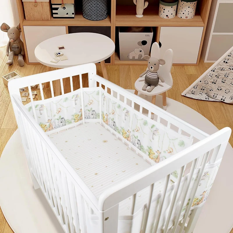 Verstellbarer Baby-Netzbettgitter – abnehmbar, waschbar, tragbar 3D-atmungsaktiver, stossfester Schu