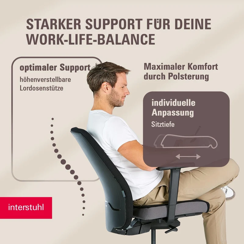 Interstuhl Style Soft Ergonomischer Bürostuhl – Gepolsterter Schreibtischstuhl mit Automatik-Mechani