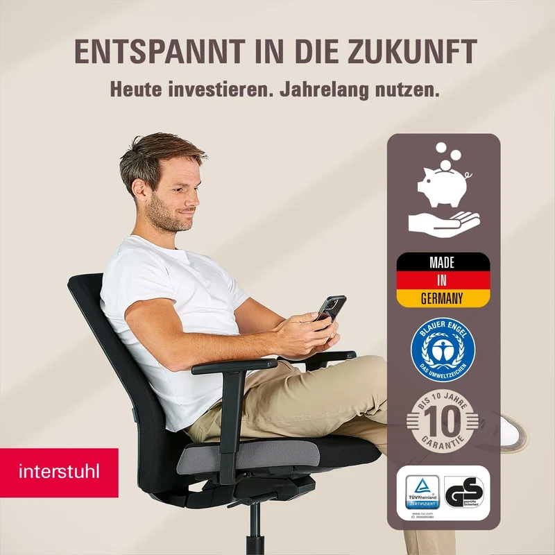 Interstuhl Style Soft Ergonomischer Bürostuhl – Gepolsterter Schreibtischstuhl mit Automatik-Mechani