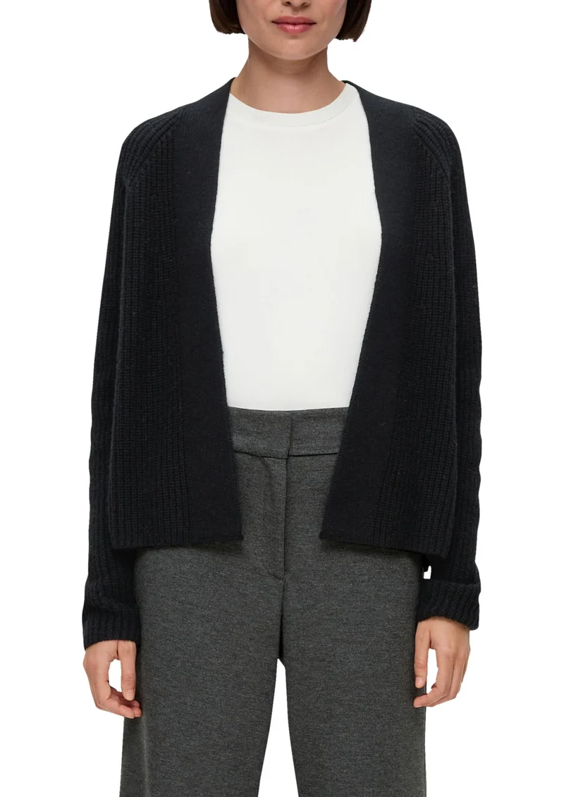 s.Oliver Kurzer Cardigan aus Wollmix 44 9999_schwarz, 44 9999_schwarz
