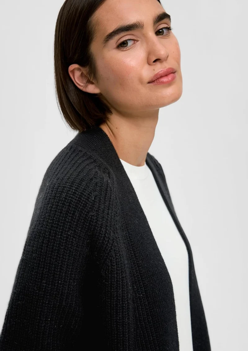 s.Oliver Kurzer Cardigan aus Wollmix 44 9999_schwarz, 44 9999_schwarz