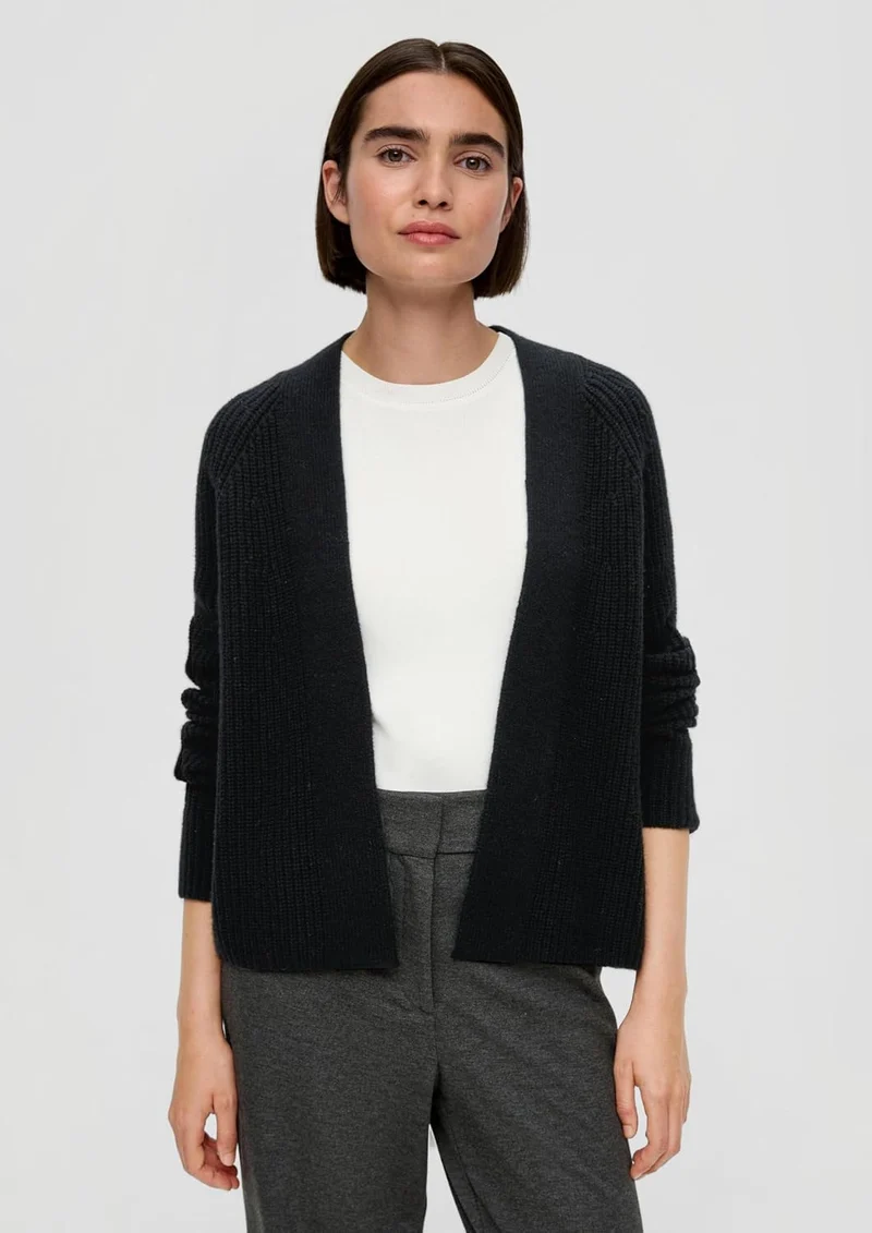 s.Oliver Kurzer Cardigan aus Wollmix 44 9999_schwarz, 44 9999_schwarz