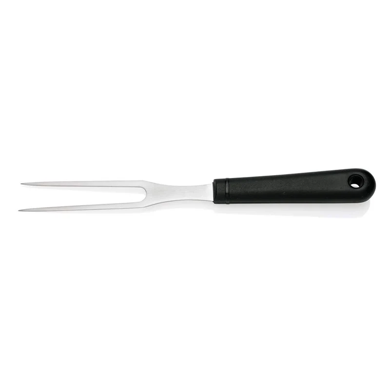 WAS 7062 270 Edelstahl Fleischgabel mit Schwarzem Kunststoffgrifff und Aufhängeöse, 11cm Zinken, 27c