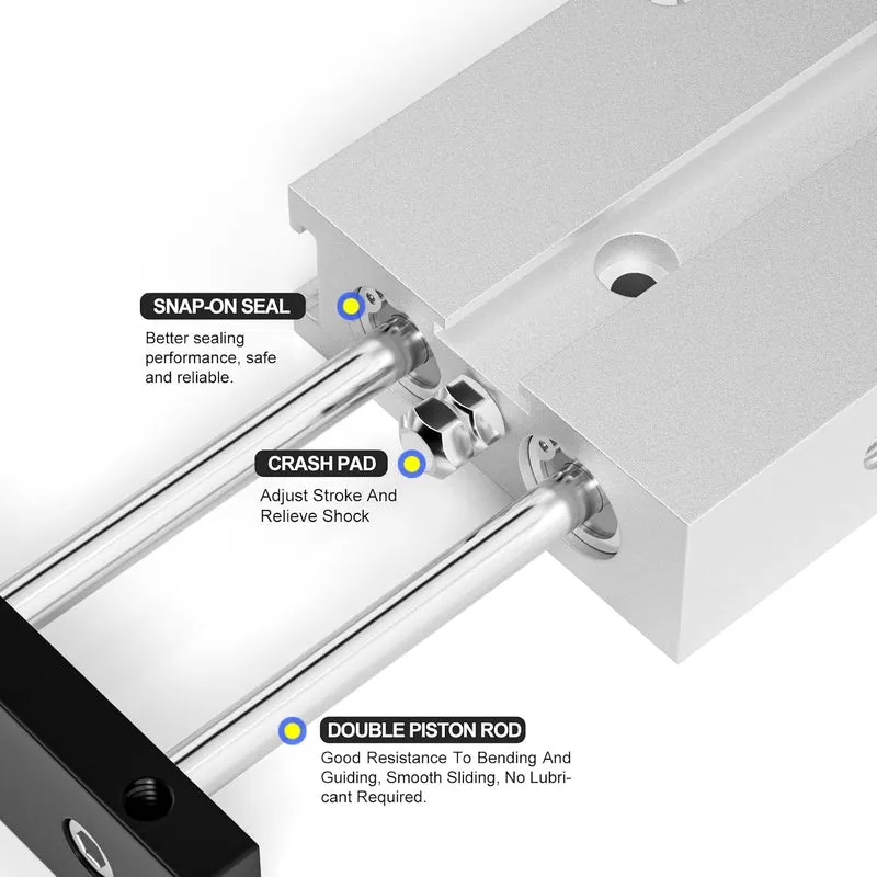 TAILONZ PNEUMATIC 10mm Bohrung 50mm Hub Doppelstange Doppeltwirkend Aluminium Druckluftzylinder TN10