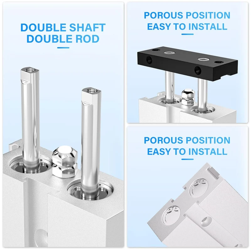 TAILONZ PNEUMATIC 10mm Bohrung 50mm Hub Doppelstange Doppeltwirkend Aluminium Druckluftzylinder TN10