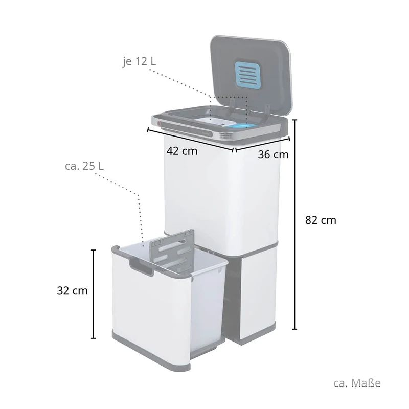 SVITA Sensor-Mülleimer 60L Aktivkohle- und Selbstreinigungs-Funktion Grau, Grau