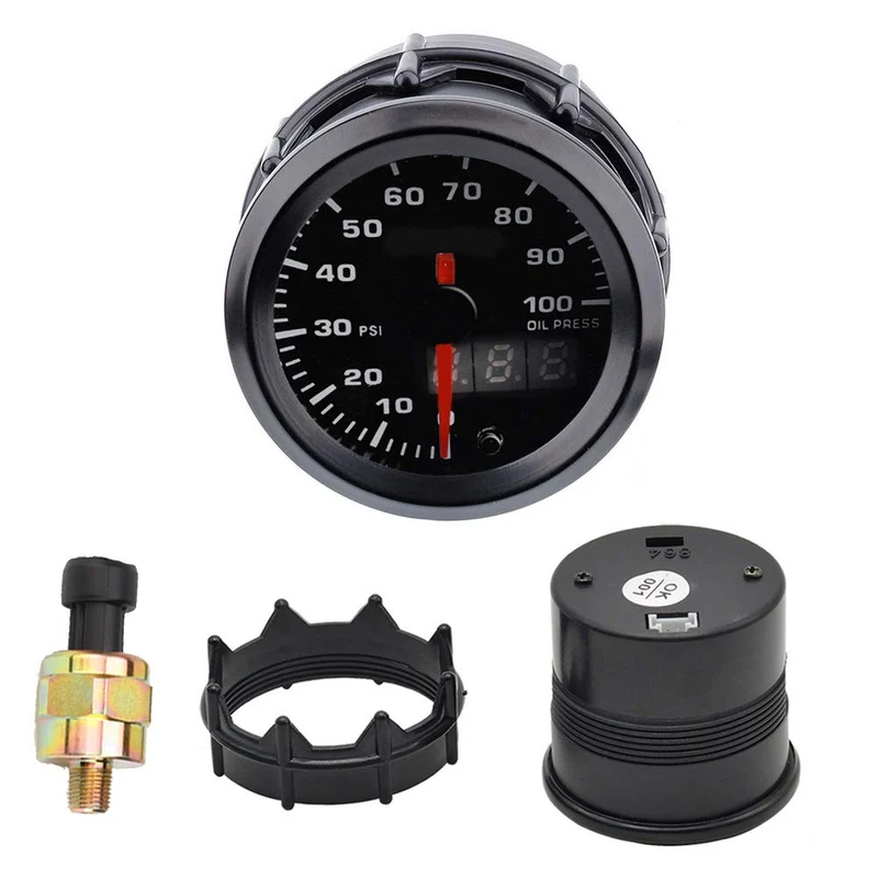 Supmico 52mm Automotor Zeiger Öldruckmesser Ölpresse Messgerät Kit 7 Farbe LED Lichtanzeige Zeigeran