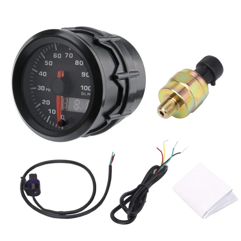 Supmico 52mm Automotor Zeiger Öldruckmesser Ölpresse Messgerät Kit 7 Farbe LED Lichtanzeige Zeigeran