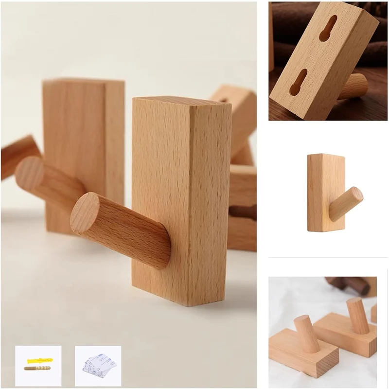HomeDo Wandhaken, Hutständer, Kleiderhaken aus Holz, Wandmontage, dekorative Haken, einzelner Organi