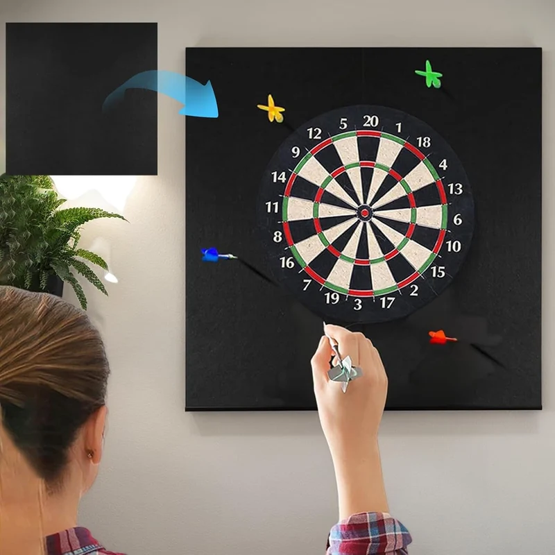 Dartboard Wandschutz - Dart Rückwand | Abnehmbarer Schwarzer Matten Schutz Für Spielzimmer Garage Zu