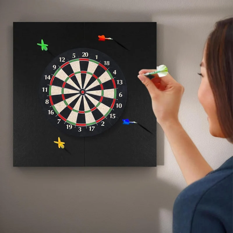 Dartboard Wandschutz - Dart Rückwand | Abnehmbarer Schwarzer Matten Schutz Für Spielzimmer Garage Zu