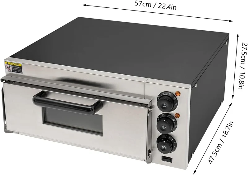2KW Elektrisch Pizza-Backofen Pizza Ofen Tragbar Multifunktionell Pizza Backofen Einstellbar Ober &