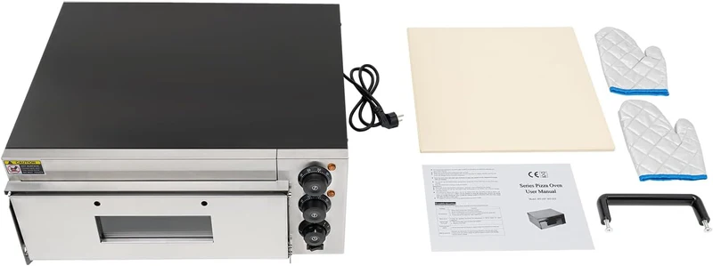 2KW Elektrisch Pizza-Backofen Pizza Ofen Tragbar Multifunktionell Pizza Backofen Einstellbar Ober &
