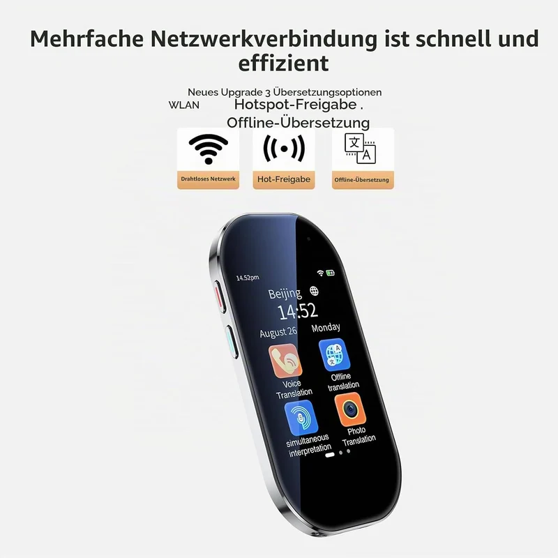 Bisofice D6 Übersetzer Sprachübersetzer Gerät, Übersetzer mit sprachausgabe, ChatGpt AI, 144 Sprache