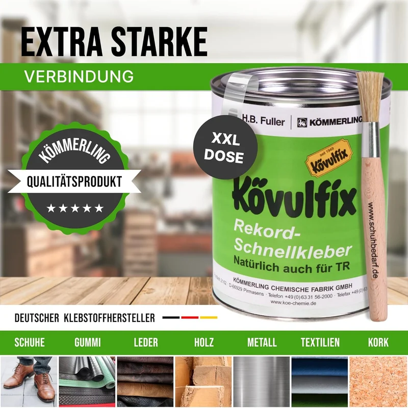 Kövulfix Rekord 600g Schnellkleber + Sparbehälter 0,4l + Auftragspinsel Kontaktklebstoff Universalkl