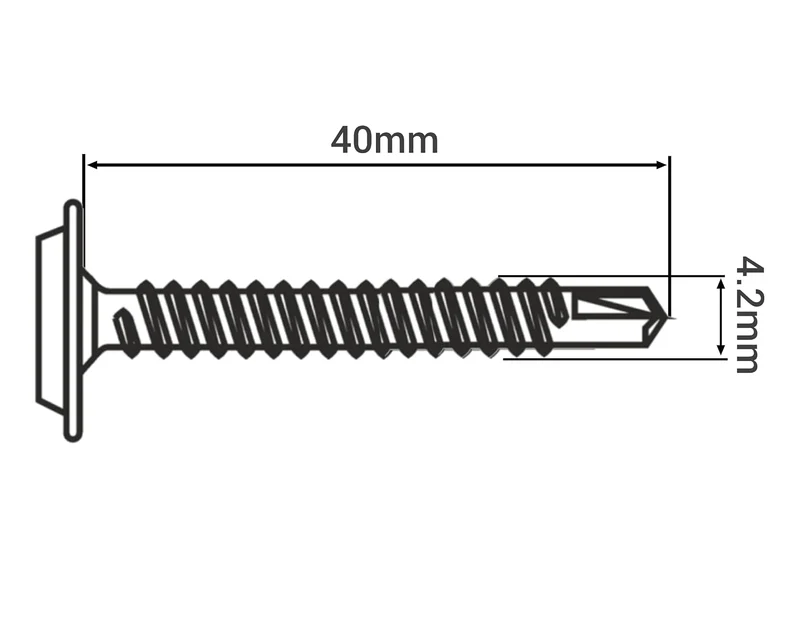 SKIR'CO (300 Stück) Lackierte selbstbohrende Schrauben 4,2 x 40 mm, Blechschraube, PH modifizierter