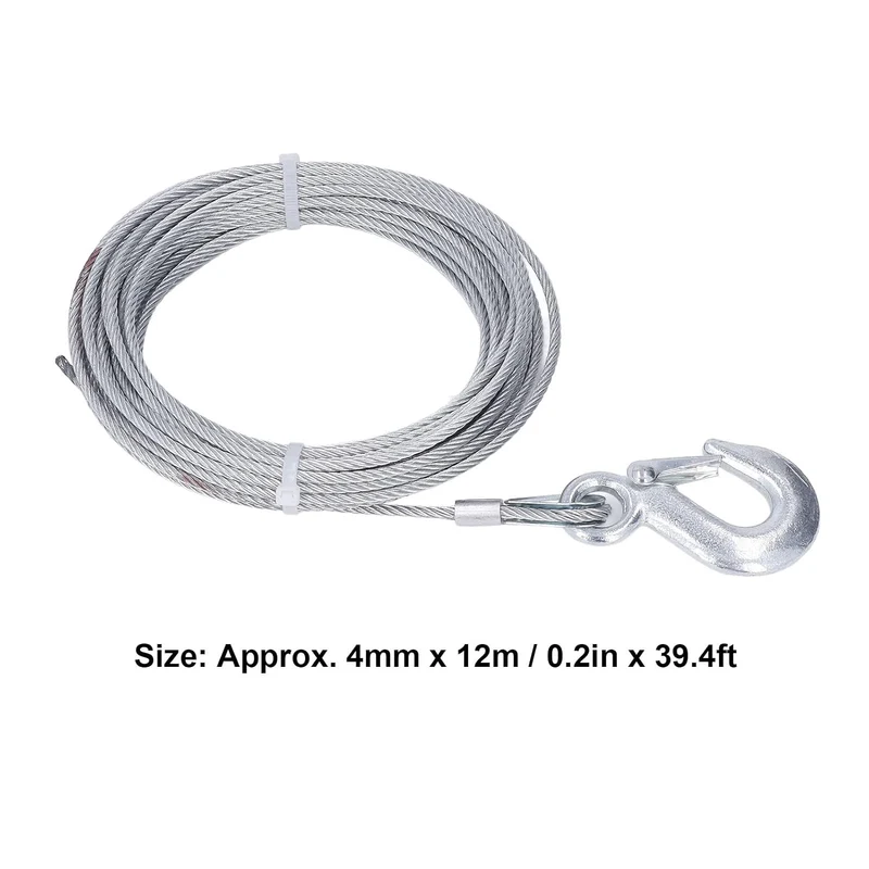 Aramox Windendrahtseil, 4 Mm X 12 M Kabel 2000 LBS Stärke Edelstahl Verzinkt Ersatz