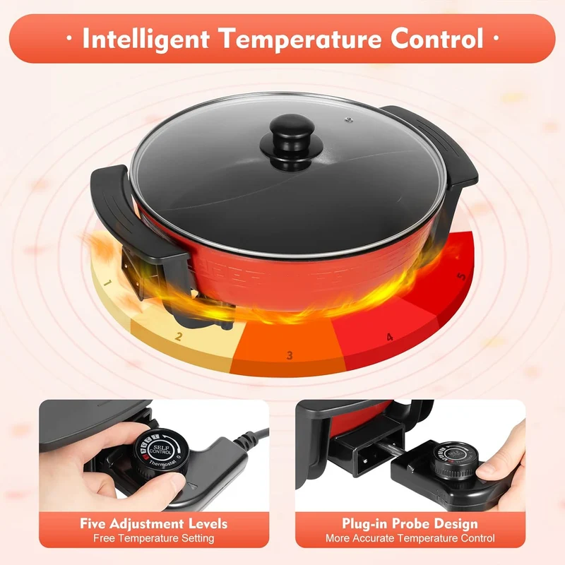 Shabu Hot Pot Elektrische Feuertopf Kochtopf 6L Heisser Topf Yin Yang Hotpot MultifunktionalePfanne