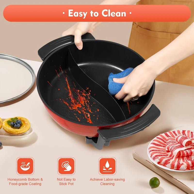 Shabu Hot Pot Elektrische Feuertopf Kochtopf 6L Heisser Topf Yin Yang Hotpot MultifunktionalePfanne