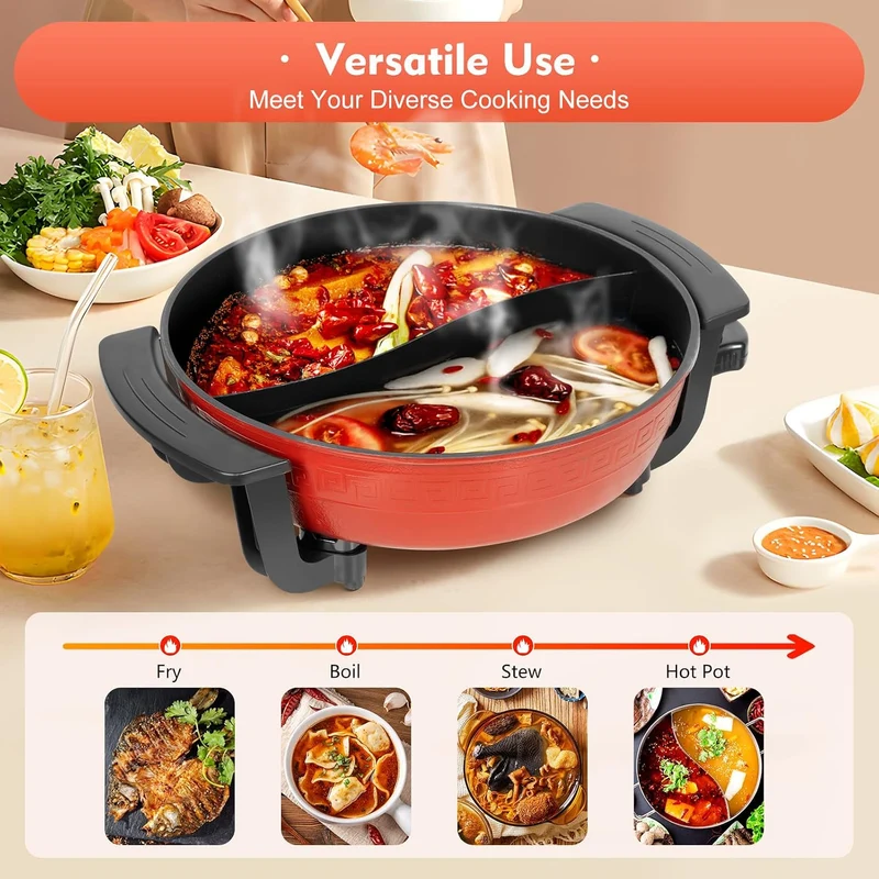 Shabu Hot Pot Elektrische Feuertopf Kochtopf 6L Heisser Topf Yin Yang Hotpot MultifunktionalePfanne