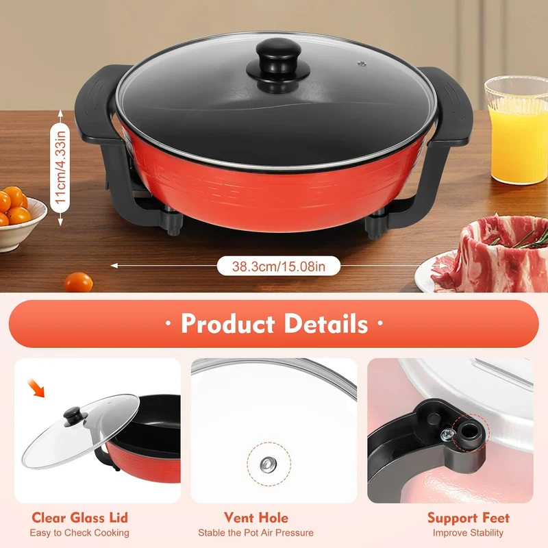 Shabu Hot Pot Elektrische Feuertopf Kochtopf 6L Heisser Topf Yin Yang Hotpot MultifunktionalePfanne