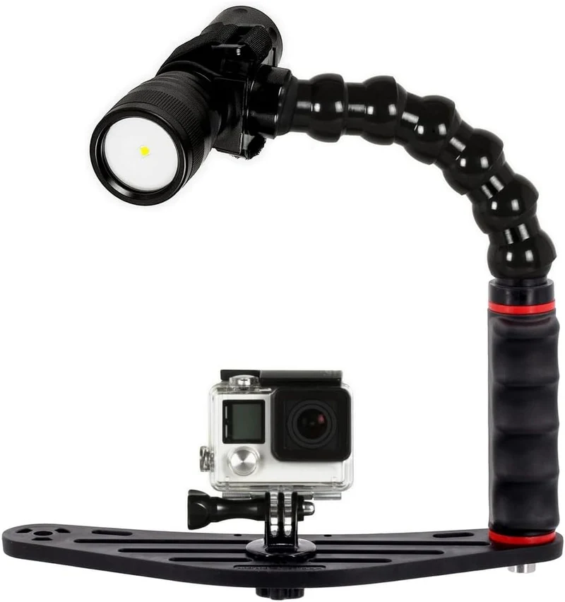Unterwasser Tray Kameraschiene Action-Kameras für GoPro DJI Osmo und Kompaktkameras mit Handgriff Fl