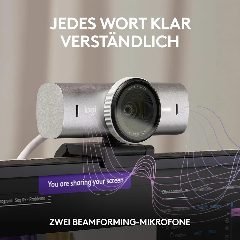Logitech MX Brio Ultra HD 4K Collaboration and Streaming Webcam, 1080p at 60 FPS, Dual Noise Reducin