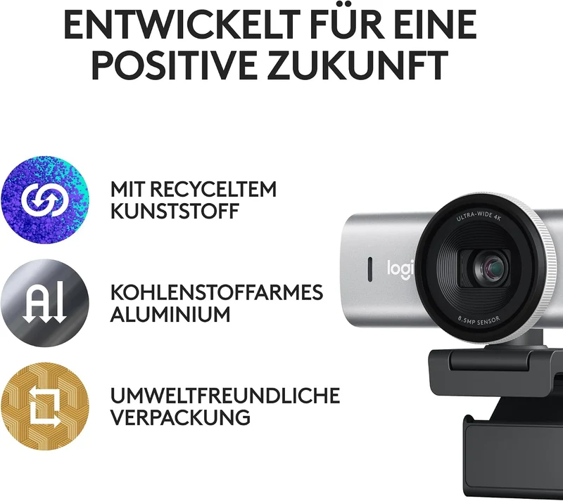Logitech MX Brio Ultra HD 4K Collaboration and Streaming Webcam, 1080p at 60 FPS, Dual Noise Reducin