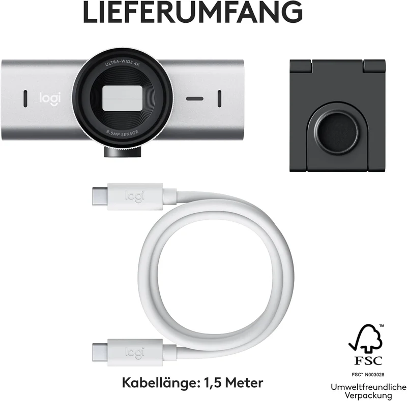 Logitech MX Brio Ultra HD 4K Collaboration and Streaming Webcam, 1080p at 60 FPS, Dual Noise Reducin