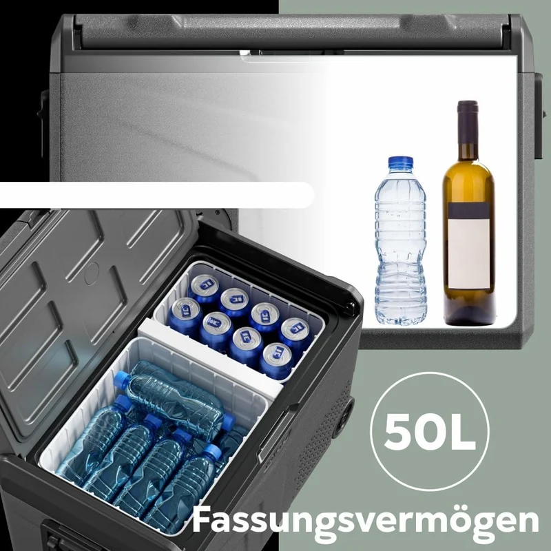 Yolco TCX60 Kompressor Kühlbox 50-60L - Dual Zone 12/24V & 100-240V Space Grey 50L, Space Grey 50L