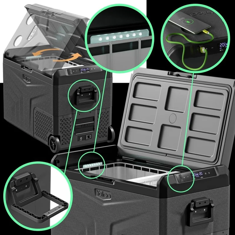 Yolco TCX60 Kompressor Kühlbox 50-60L - Dual Zone 12/24V & 100-240V Space Grey 50L, Space Grey 50L