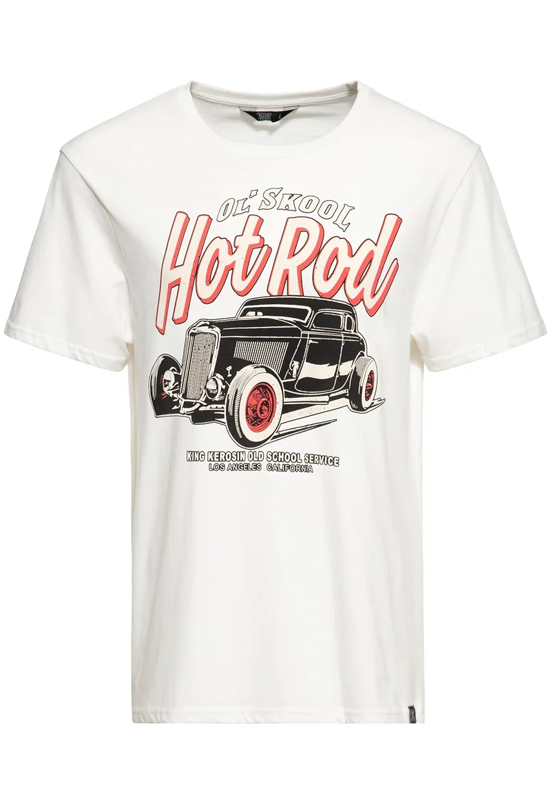 King Kerosin Herren T-Shirt Fotoprint Frontprint Classic Shirt Casual Motorcycle Rundhalsausschnitt