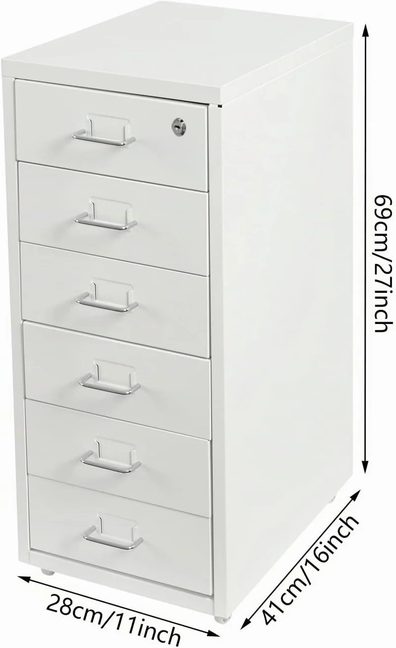 6 Ebenen Mobiler Vertikal Aktenschränke Aufbewahrungsschrank für Home-Office,28x41x69cm Anti-Kippen