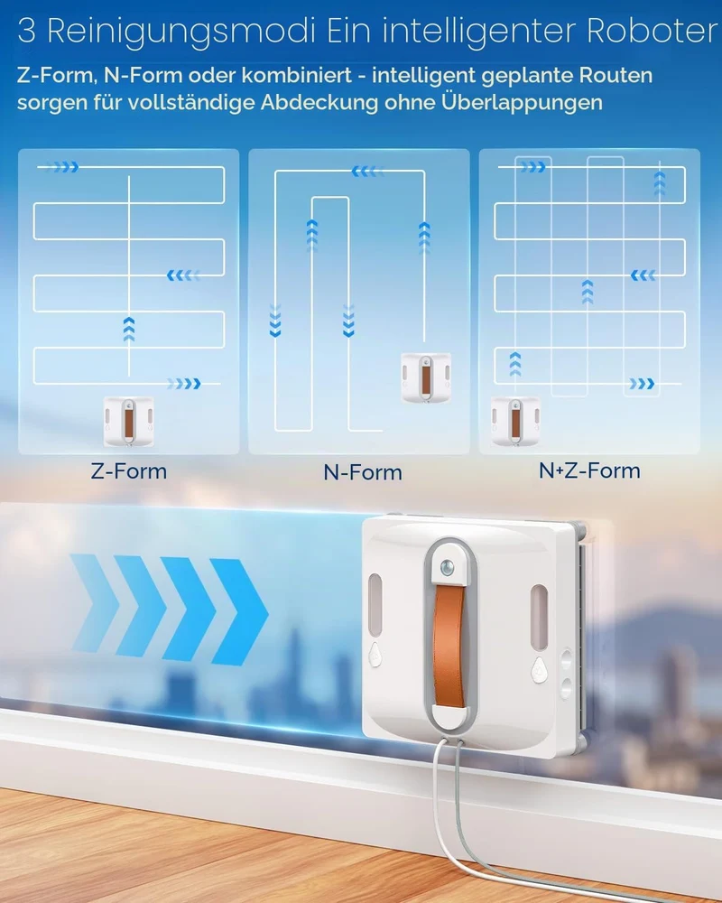 Lubluelu Auto Window Cleaning Robot, Upgraded 4 Water Spray & 8-Layer Safety Protection System,Sucti