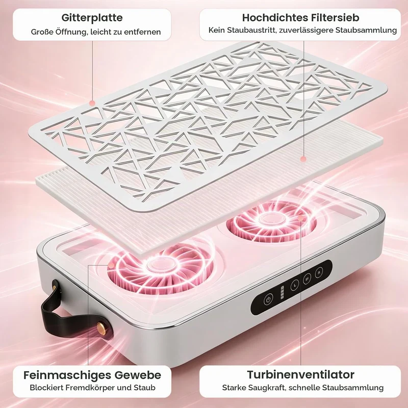 Professionell Staubabsaugung für Nägel, 9000RPM Nagelstaubsauger mit Filter, Einstellbarer Saugstark