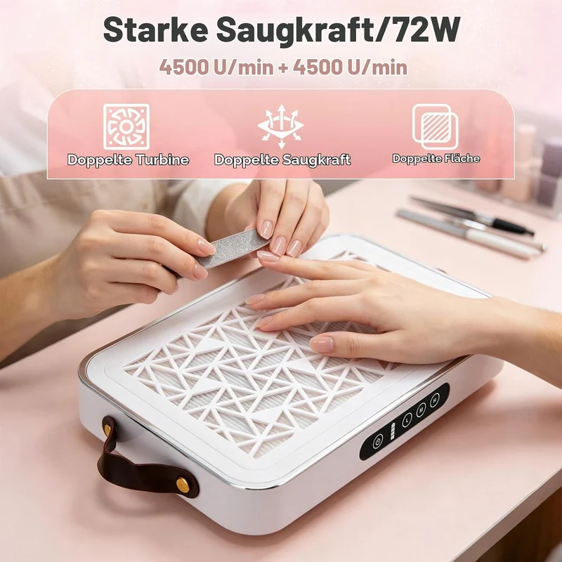 Professionell Staubabsaugung für Nägel, 9000RPM Nagelstaubsauger mit Filter, Einstellbarer Saugstark