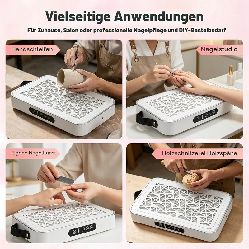 Professionell Staubabsaugung für Nägel, 9000RPM Nagelstaubsauger mit Filter, Einstellbarer Saugstark
