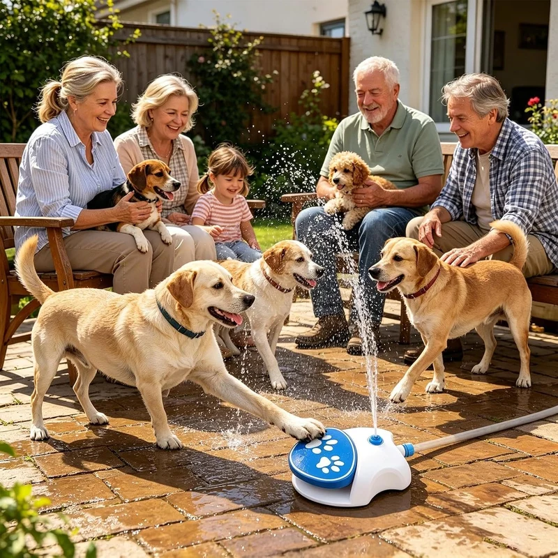 Wasserbrunnenspielzeug für Hunde, mit 162 cm langem Schlauch, interaktiver Spender, Hunde-Wasserspri