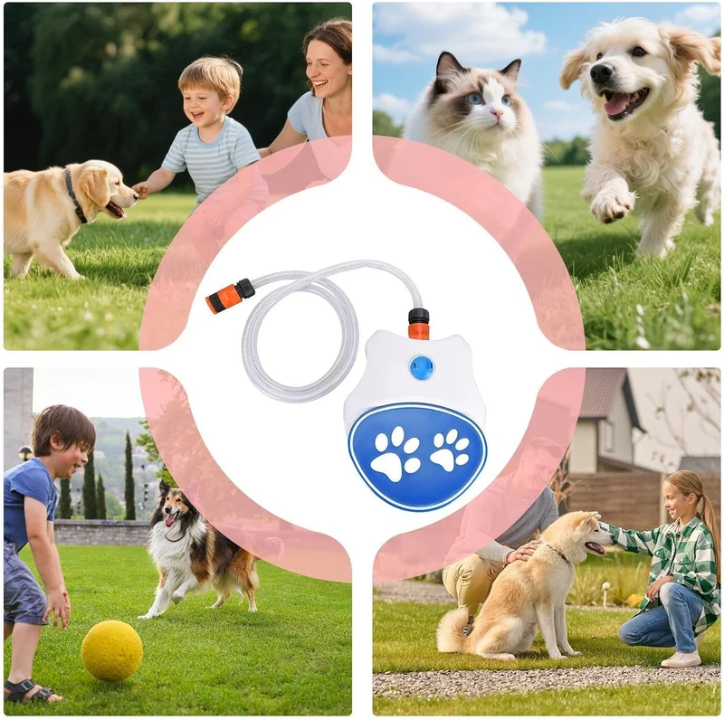 Wasserbrunnenspielzeug für Hunde, mit 162 cm langem Schlauch, interaktiver Spender, Hunde-Wasserspri